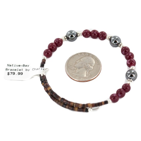 Navajo Certified Authentic Natural Hematite Heishi Jasper Native American Adjustable Wrap Bracelet 1301-1 Navajo Certified Authentic Natural Hematite Heishi Jasper Native American Adjustable Wrap Bracelet 1301-1