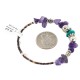 Navajo Certified Authentic Natural Turquoise Heishi Amethyst Native American Adjustable Wrap Bracelet 1301-2