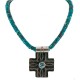 Cross .925 Sterling Silver Nickel Handmade Certified Authentic Navajo Natural Turquoise Native American Necklace 18224-5-18209