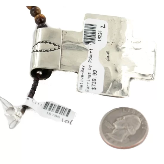 Cross .925 Sterling Silver Nickel Handmade Certified Authentic Navajo Natural Turquoise Tigers Eye Coral Native American Necklace 18224-2-15786-101 Cross .925 Sterling Silver Nickel Handmade Certified Authentic Navajo Natural Turquoise Tigers Eye Coral Native American Necklace 18224-2-15786-101