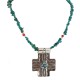 Cross .925 Sterling Silver Nickel Handmade Certified Authentic Navajo Natural Turquoise Coral Native American Necklace 18224-6-15917-15