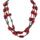 Certified Authentic 3 Strand Navajo .925 Sterling Silver Coral and Natural Turquoise Native American Necklace 25336