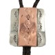 Certified Authentic Handmade Navajo Leather Pure Copper and Nickel Native American Bolo Tie 24489-1