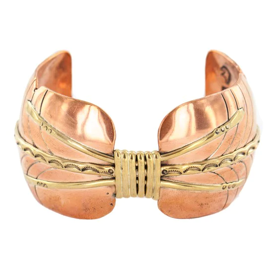 Certified Authentic Handmade Navajo Native American Pure Copper and Brass Bracelet 12793