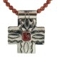 Cross .925 Sterling Silver Nickel Handmade Certified Authentic Navajo Natural Turquoise Goldstone Coral Native American Necklace 18224-3-15786
