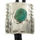 Handmade Certified Authentic Feather Mountain Navajo Leather Nickel Natural Turquoise Native American Bolo Tie 24488-1