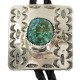 Handmade Certified Authentic Navajo Leather Nickel Natural Turquoise Native American Bolo Tie 24488-3
