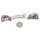 .925 Sterling Silver Handmade Certified Authentic Navajo Natural Turquoise Coral Native American Watchband 1131
