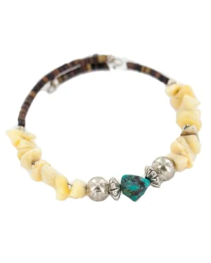 Navajo Natural Turquoise Heishi Agate Adjustable Wrap Bracelet 13139-6 Navajo Natural Turquoise Heishi Agate Adjustable Wrap Bracelet 13139-6