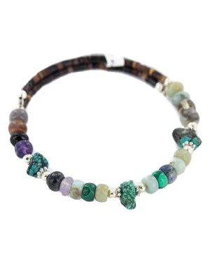 Navajo Natural Turquoise Heishi Multicolor Adjustable Wrap Bracelet 13139-7 Navajo Natural Turquoise Heishi Multicolor Adjustable Wrap Bracelet 13139-7