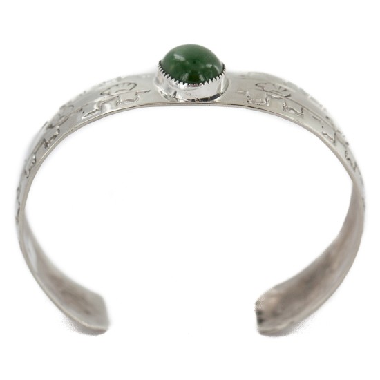 Certified Authentic Navajo Bear Handmade Navajo Natural Jade Native American Nickel Bracelet 13141-7 Certified Authentic Navajo Bear Handmade Navajo Natural Jade Native American Nickel Bracelet 13141-7