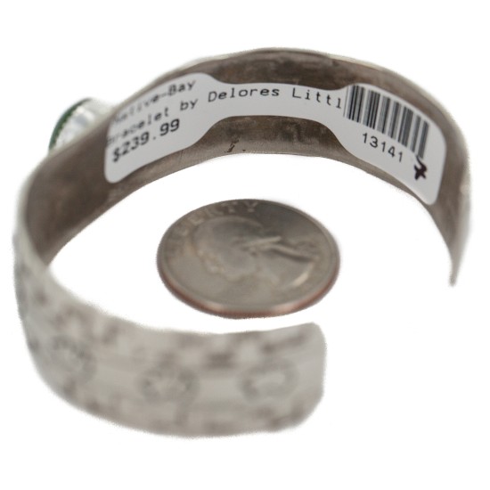 Certified Authentic Navajo Bear Handmade Navajo Natural Jade Native American Nickel Bracelet 13141-7 Certified Authentic Navajo Bear Handmade Navajo Natural Jade Native American Nickel Bracelet 13141-7