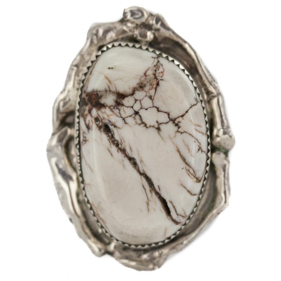 Handmade Certified Authentic Navajo Silver White Buffalo Native American Ring 18242 Handmade Certified Authentic Navajo Silver White Buffalo Native American Ring 18242