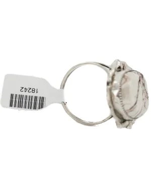 Handmade Certified Authentic Navajo Silver White Buffalo Native American Ring 18242