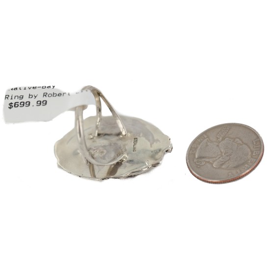 Handmade Certified Authentic Navajo Silver White Buffalo Native American Ring 18242 Handmade Certified Authentic Navajo Silver White Buffalo Native American Ring 18242