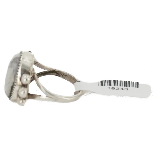 Handmade Certified Authentic Navajo .925 Sterling Silver White Howlite Native American Ring 18243 Handmade Certified Authentic Navajo .925 Sterling Silver White Howlite Native American Ring 18243