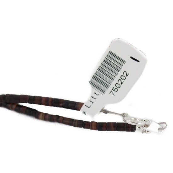 Navajo .925 Sterling Silver Certified Authentic Natural Graduated Heishi Coral Native American Necklace 750202-1 Navajo .925 Sterling Silver Certified Authentic Natural Graduated Heishi Coral Native American Necklace 750202-1