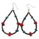 Certified Authentic .925 Sterling Silver Hooks Natural Turquoise Heishi Coral Hoop Native American Dangle Earrings 18248