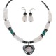 Heart .925 Sterling Silver Hooks Certified Authentic Navajo Natural Turquoise Pink Quartz and Hematite Native American Set 18234-3-18237-2 Clearance NB160406233944 18234-3-18237-2 (by LomaSiiva)