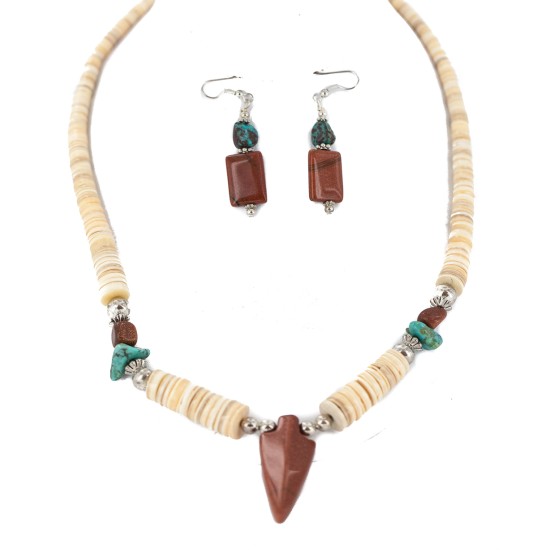Navajo Arrowhead .925 Sterling Silver Hooks Certified Authentic Natural Turquoise Graduated Heishi Goldstone Native American Set 16006-300-18237-4 Clearance NB160406234602 16006-300-18237-4 (by LomaSiiva)
