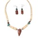 Navajo Arrowhead .925 Sterling Silver Hooks Certified Authentic Natural Turquoise Graduated Heishi Goldstone Native American Set 16006-300-18237-4