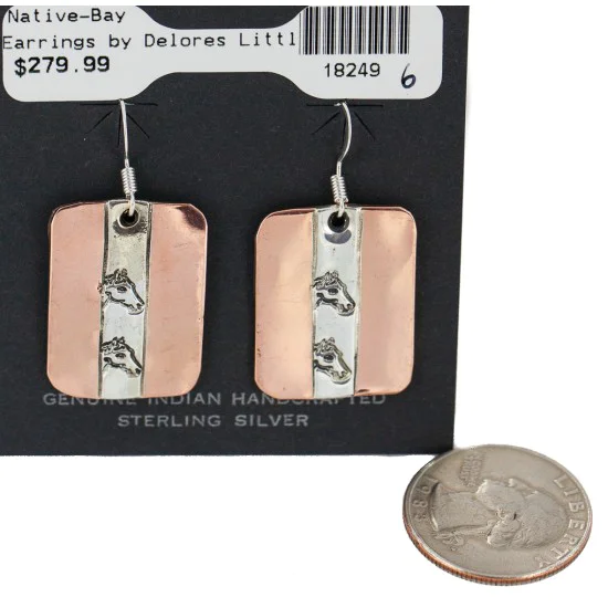 Navajo Horse Head Handmade .925 Sterling Silver and Copper Dangle Earrings 18249-6 Navajo Horse Head Handmade .925 Sterling Silver and Copper Dangle Earrings 18249-6
