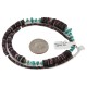 Navajo .925 Sterling Silver Certified Authentic Natural Turquoise Graduated Heishi Native American Necklace 750205-1