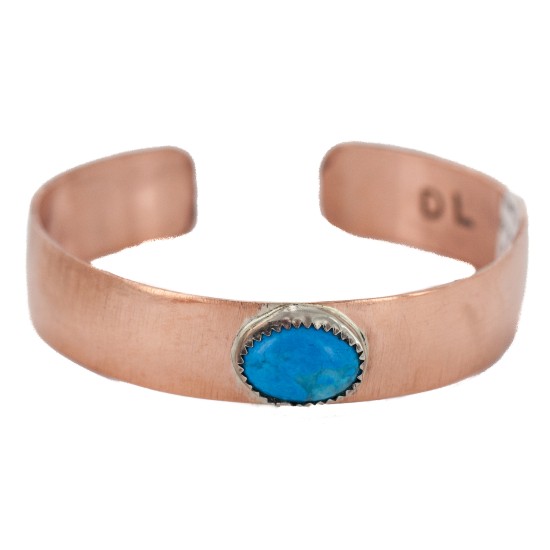 Certified Authentic Handmade Navajo Natural Turquoise Native American Pure Copper Bracelet 24494-7