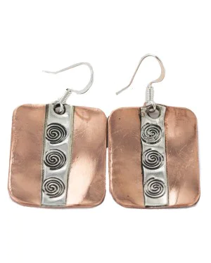 Certified Authentic Maze .925 Sterling Silver Handmade Navajo Native American Pure Copper Dangle Earrings 18249-3 Certified Authentic Maze .925 Sterling Silver Handmade Navajo Native American Pure Copper Dangle Earrings 18249-3