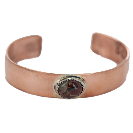 Certified Authentic Navajo Handmade Natural Jasper Native American Pure Copper Bracelet 24494-3 Certified Authentic Navajo Handmade Natural Jasper Native American Pure Copper Bracelet 24494-3