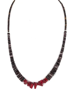 Navajo .925 Sterling Silver Certified Authentic Natural Graduated Heishi Coral Native American Necklace 750205-3 Navajo .925 Sterling Silver Certified Authentic Natural Graduated Heishi Coral Native American Necklace 750205-3