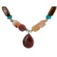 .925 Sterling Silver Certified Authentic Navajo Natural Turquoise Carnelian Tigers Eye Native American Necklace 750207-4