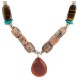 .925 Sterling Silver Certified Authentic Navajo Natural Turquoise Jasper Tigers Eye Native American Necklace 750209-9