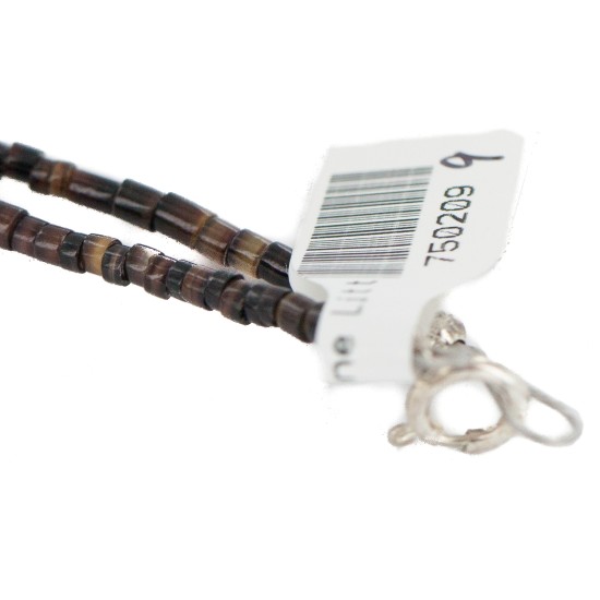 .925 Sterling Silver Certified Authentic Navajo Natural Turquoise Jasper Tigers Eye Native American Necklace 750209-9