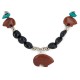 Carved Fetish Bear .925 Sterling Silver Certified Authentic Navajo Natural Turquoise Goldstone Agate Native American Necklace 750207-3