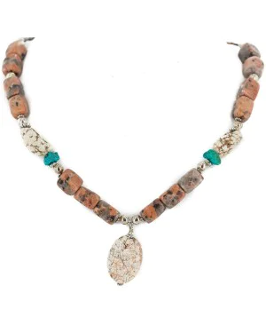 .925 Sterling Silver Certified Authentic Navajo White Howlite Jasper Native American Necklace 750207-5 .925 Sterling Silver Certified Authentic Navajo White Howlite Jasper Native American Necklace 750207-5