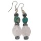 Navajo .925 Sterling Silver Hooks Certified Authentic Natural Turquoise Pink Quartz Hematite Native American Dangle Earrings 18252-2