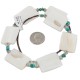 .925 Sterling Silver Certified Authentic Navajo Natural Turquoise Mother of Pearl Native American Necklace 750213-1