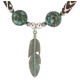 .925 Sterling Silver Feather Certified Authentic Navajo Wood Native American Necklace 18256