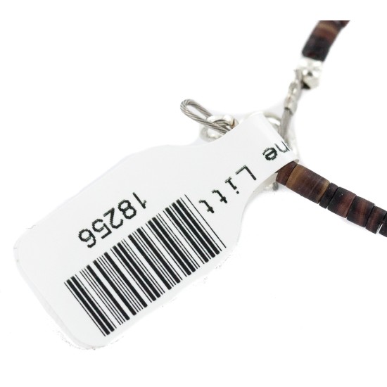 .925 Sterling Silver Feather Certified Authentic Navajo Wood Native American Necklace 18256