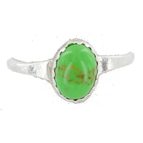 .925 Sterling Silver Navajo Certified Authentic Handmade Natural Gaspeite Native American Ring Size 5 1/2 24500-6