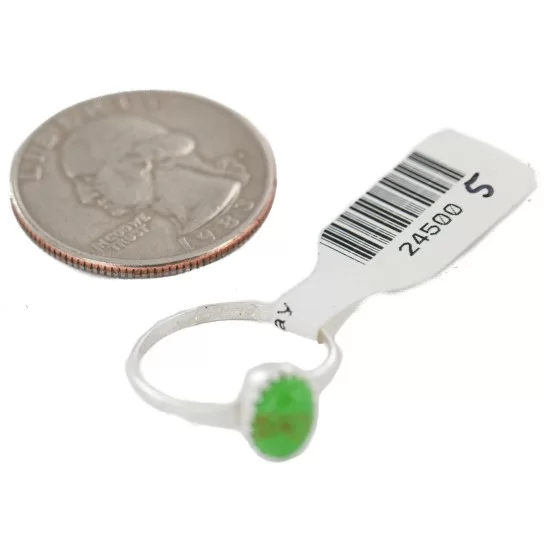 .925 Sterling Silver Navajo Certified Authentic Handmade Natural Gaspeite Native American Ring Size 5 1/2 24500-6