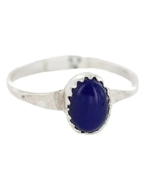 .925 Sterling Silver Navajo Certified Authentic Handmade Natural Lapis Lazuli Native American Ring Size 8 1/2 24502-5