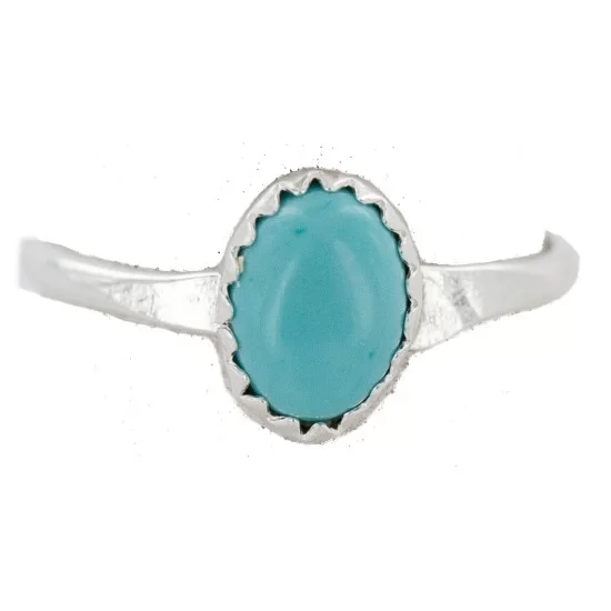 .925 Sterling Silver Navajo Certified Authentic Handmade Natural Turquoise  Native American Ring Size 4 1/2 24503-7