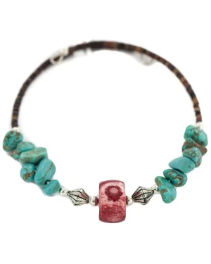 Certified Authentic Navajo Coral Heishi Native American Adjustable Wrap Bracelet 13151-12
