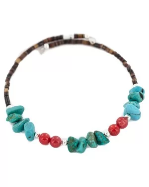 Certified Authentic Navajo Heishi Coral Native American Adjustable Wrap Bracelet 13151-10