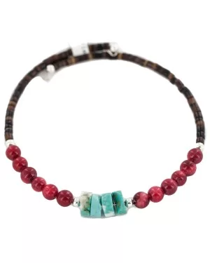 Certified Authentic Navajo Coral Heishi Native American Adjustable Wrap Bracelet 13151-7