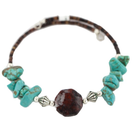 Navajo Natural Red Jasper Heishi Adjustable Wrap Bracelet NB160408223332