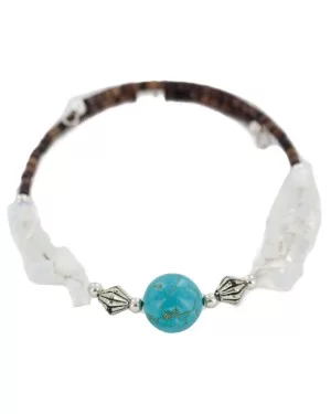 Certified Authentic Navajo Opalite Heishi Native American Adjustable Wrap Bracelet 13151-4