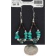 Certified Authentic .925 Sterling Silver Hooks Natural Spiderweb Turquoise Heishi Hoop Native American Dangle Earrings 18263-21